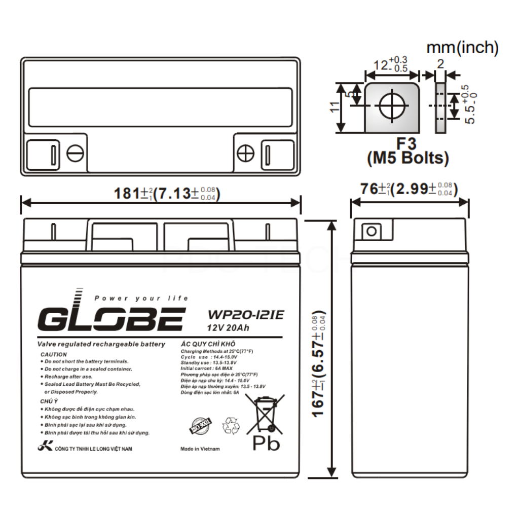 GLOBE 12V 20AH WP20-12IE (2)