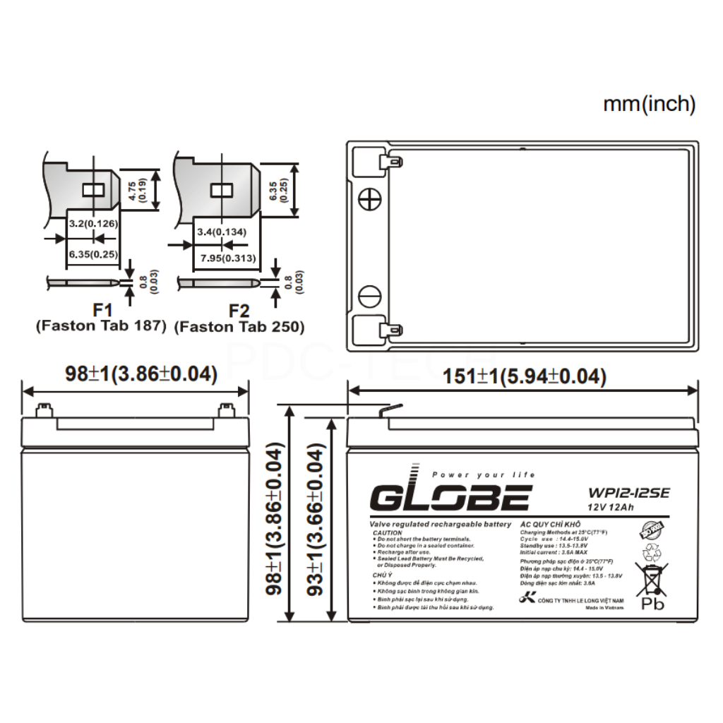 GLOBE WP12-12SE 12V 12AH (3)